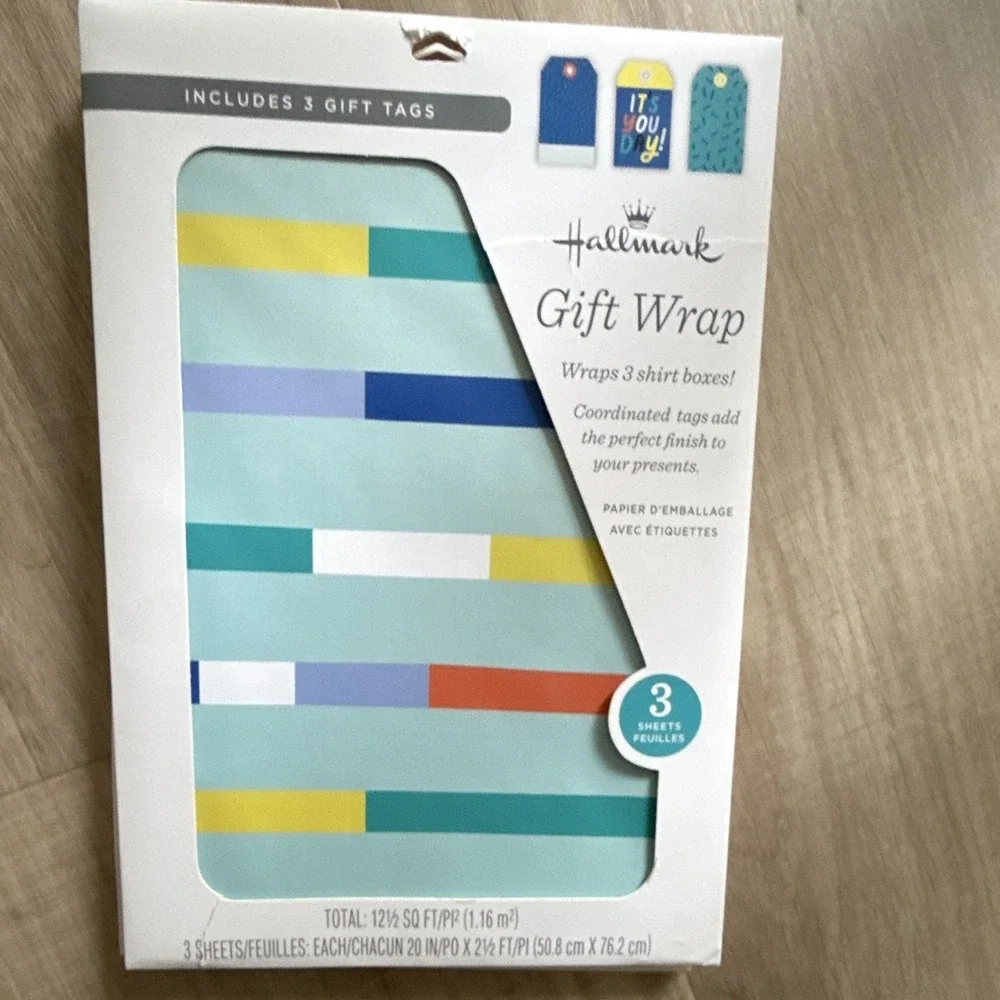 Wrapping Paper Sheets Lot Of 6 20x30 in, Floral & Stripes, Birthday Hallmark